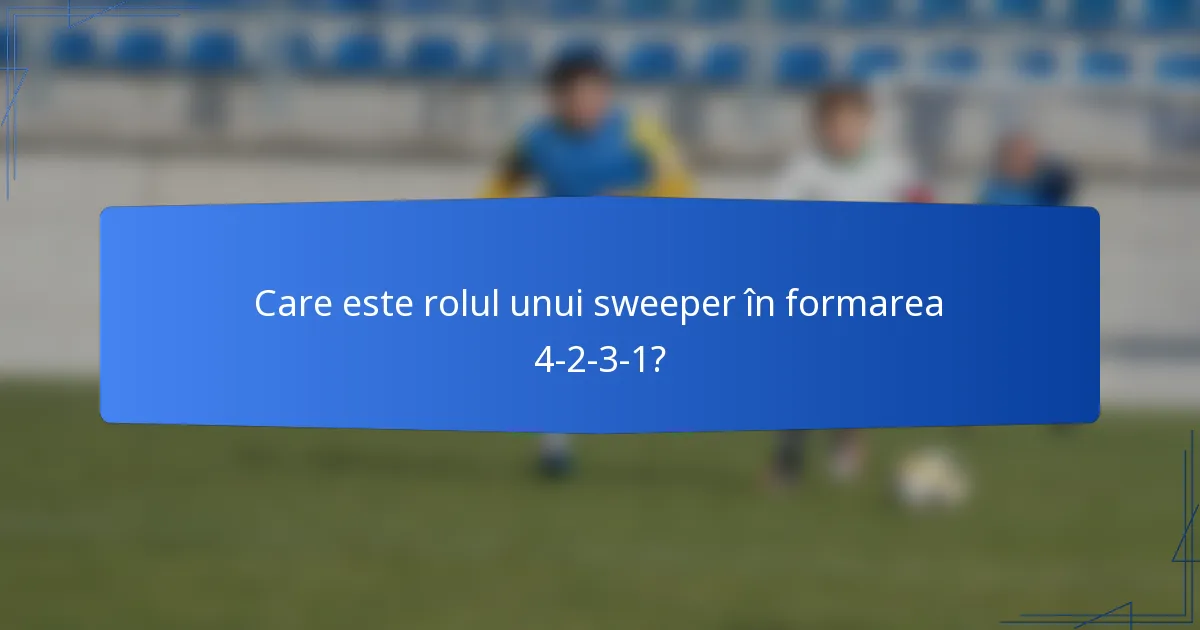 Care este rolul unui sweeper în formarea 4-2-3-1?