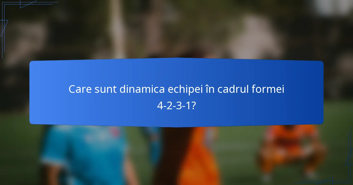 Care sunt dinamica echipei în cadrul formei 4-2-3-1?