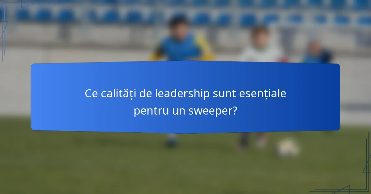 Ce calități de leadership sunt esențiale pentru un sweeper?