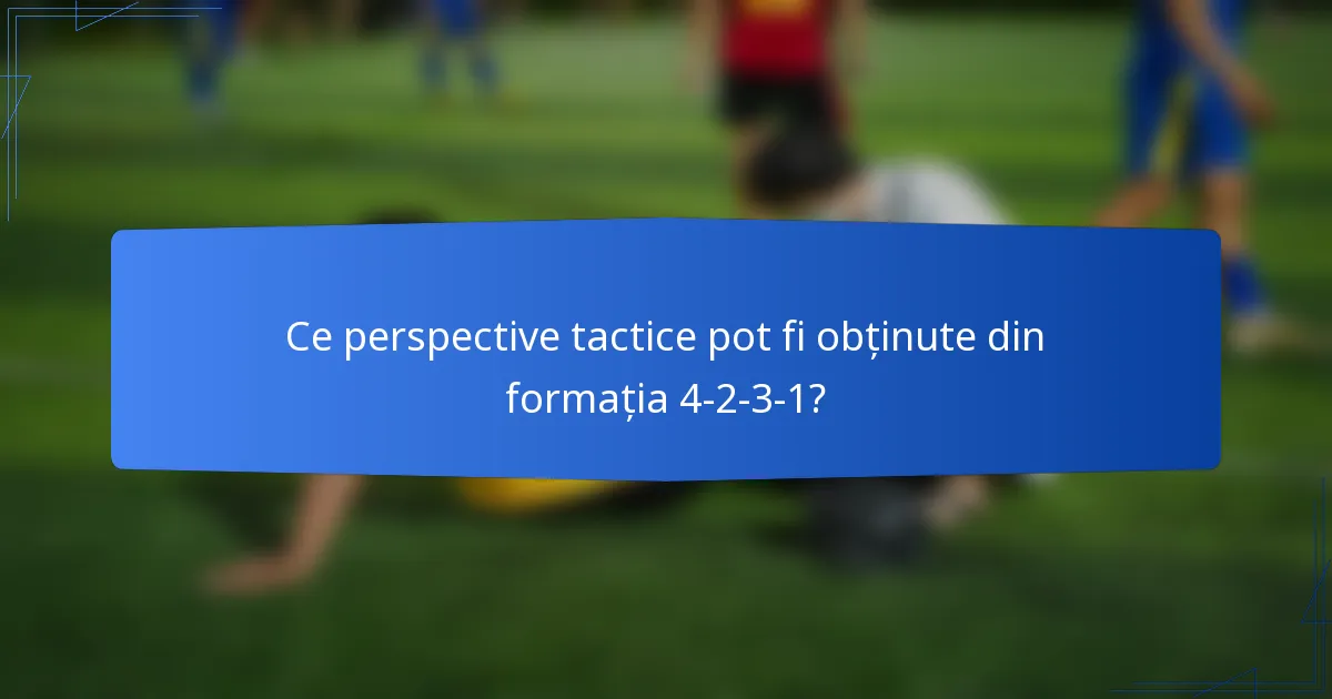 Ce perspective tactice pot fi obținute din formația 4-2-3-1?