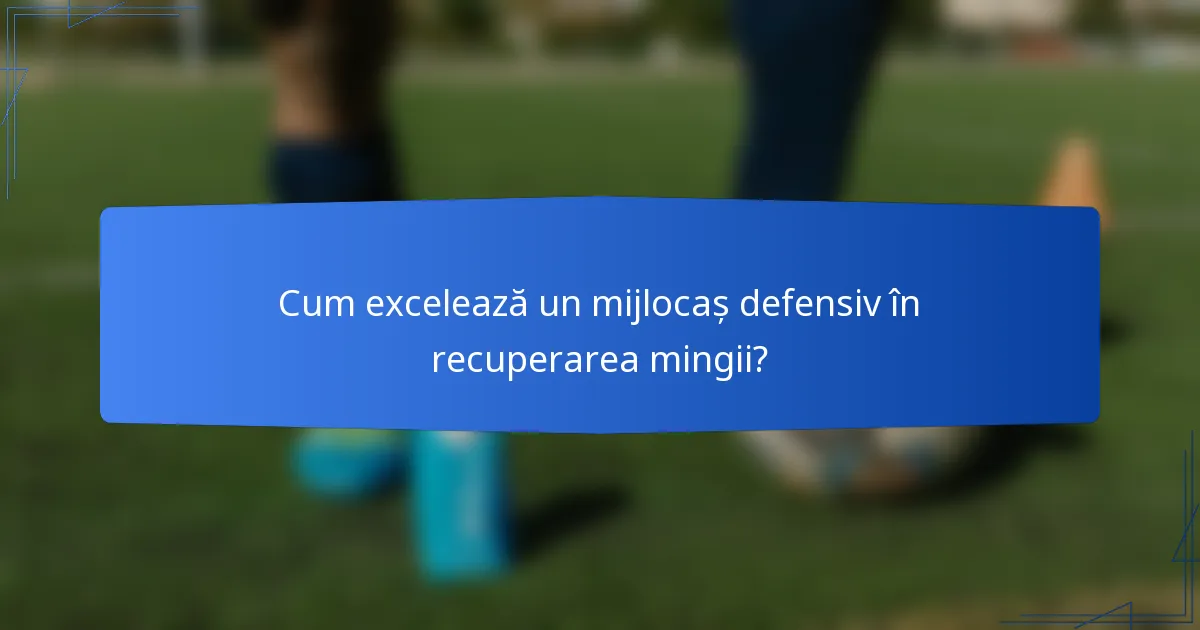 Cum excelează un mijlocaș defensiv în recuperarea mingii?