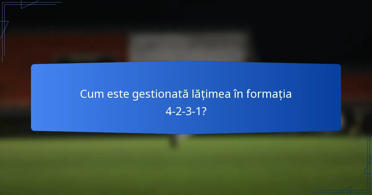 Cum este gestionată lățimea în formația 4-2-3-1?